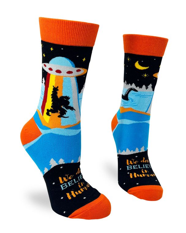 We Don't Believe in Humans Novelty Crew Socks by Fabdaz gift