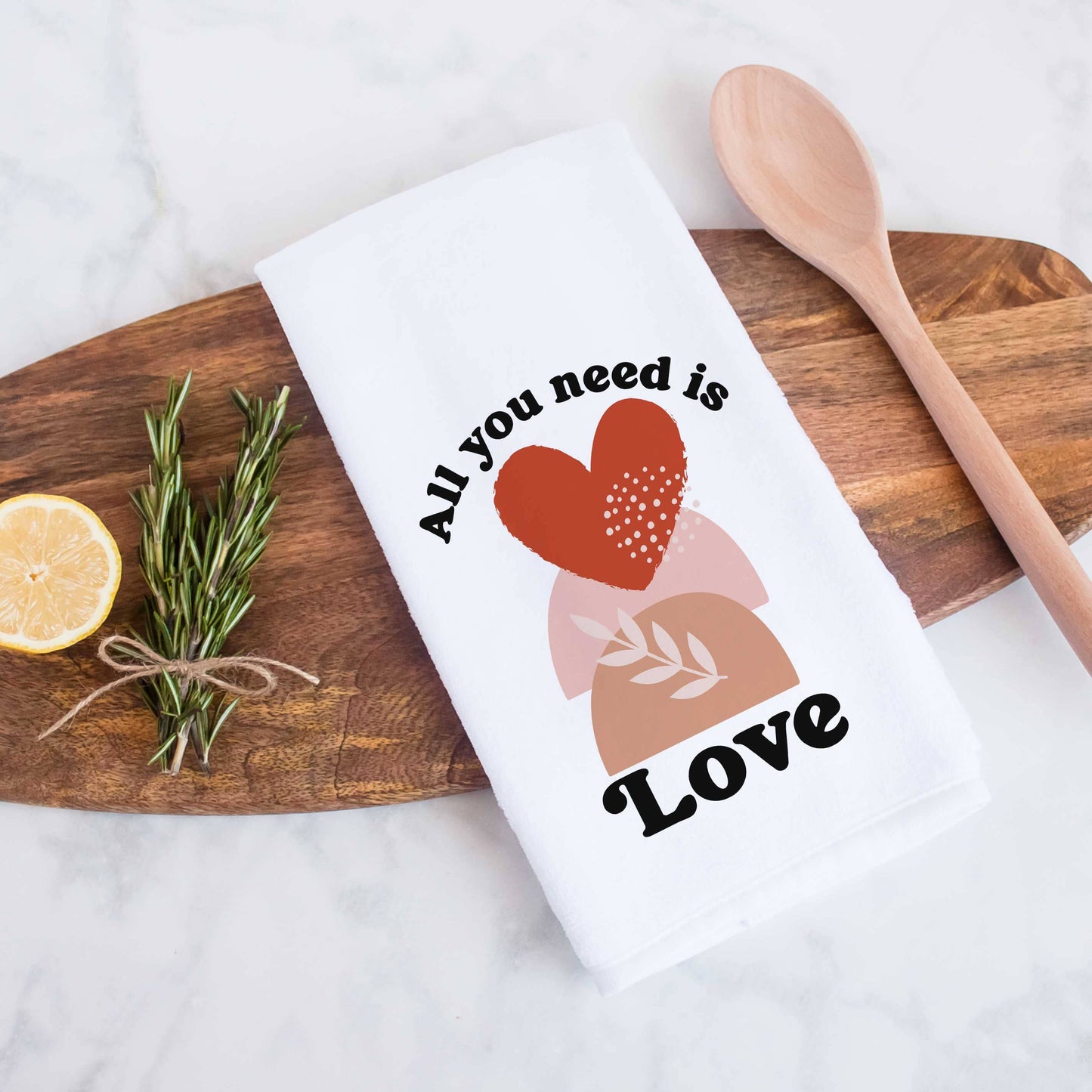 All You Need is Love Boho mom mother heart Retro Kitchen Towel by Heart & Willow Prints gift