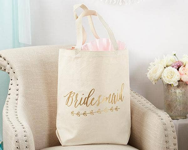 Gold Foil Bridesmaid Canvas Tote by Kate Aspen gift