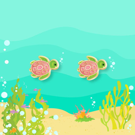Turtle-y Awesome Cutie Stud Earrings by Girl Nation Gift Jewelry