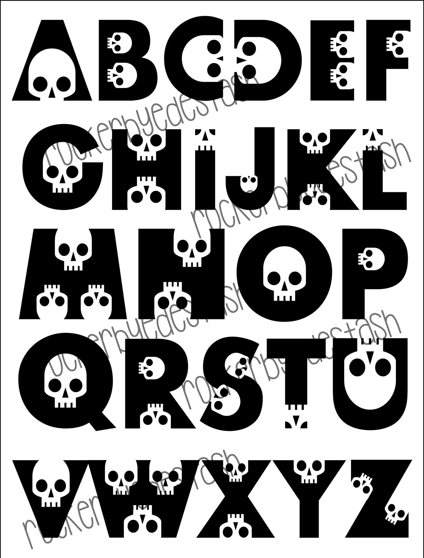 Inverted ABC Skull Blanket Topper or Zombie ABC's FH CUT Minky Retail Round II Fabric