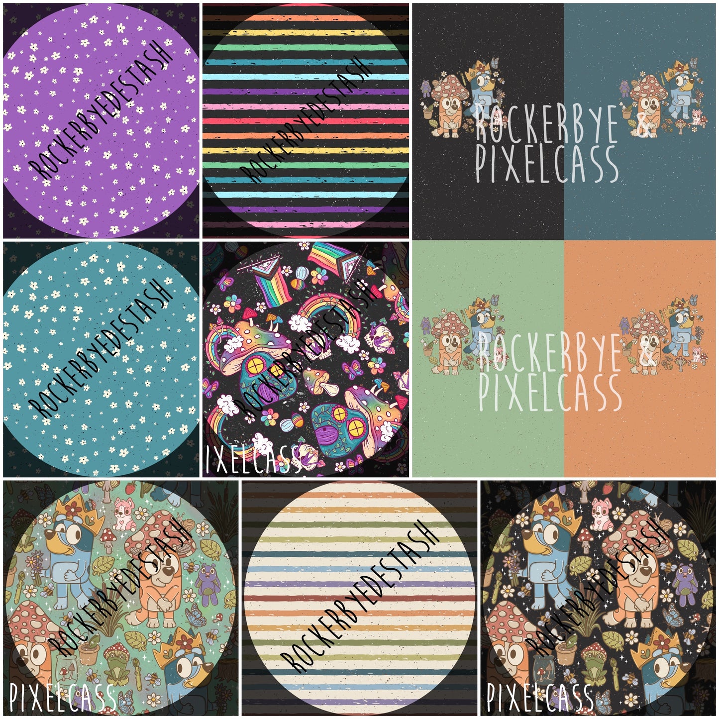 Cotton Double Gauze - PixelCass Collab Retail Round YY - super special flower, pride & cottagecore fabric things inside