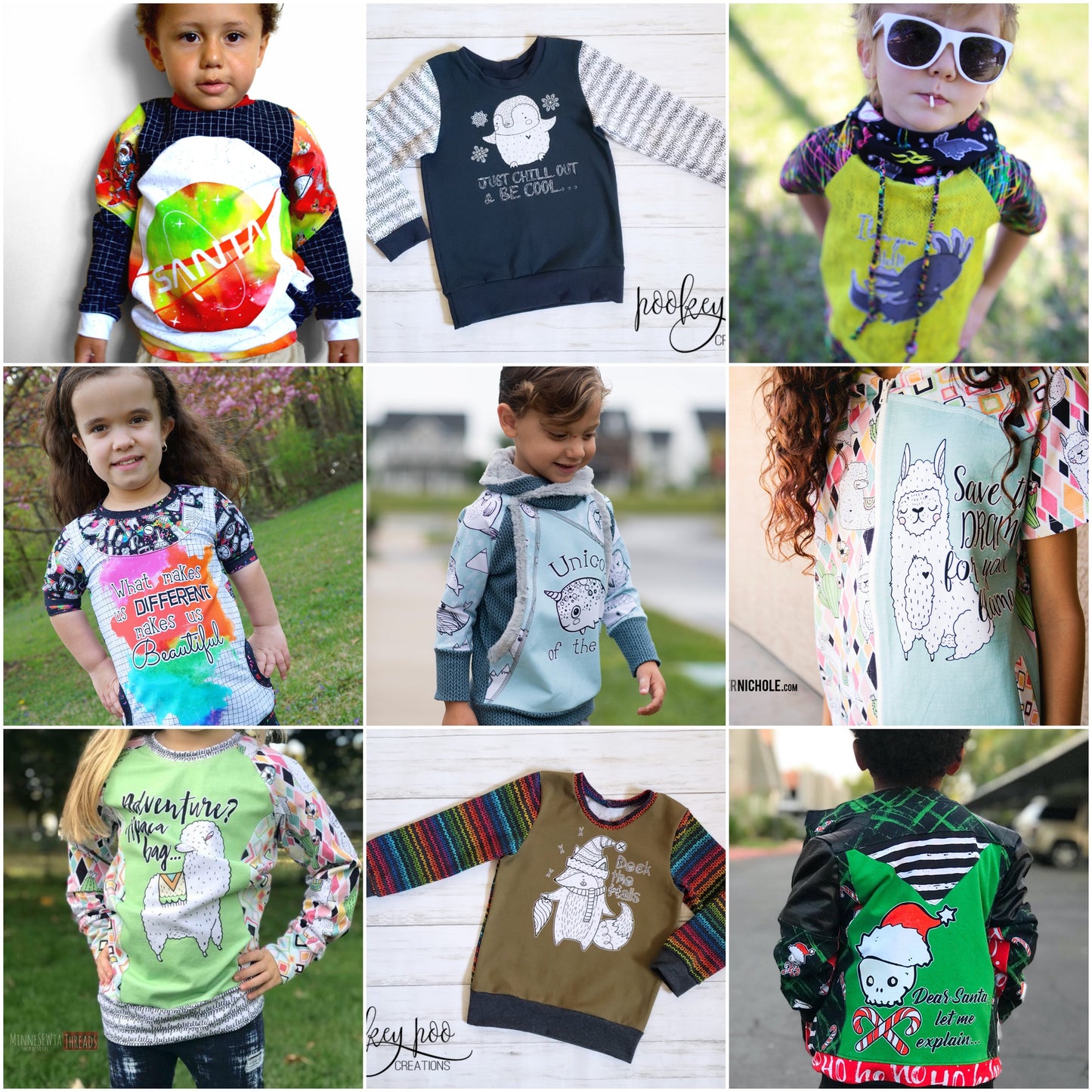 Round TT - Cotton Lycra Kid Panels listed here - Xmas, Penguins, Fa l friends, freezing friends, Santa, Reruns and more retail