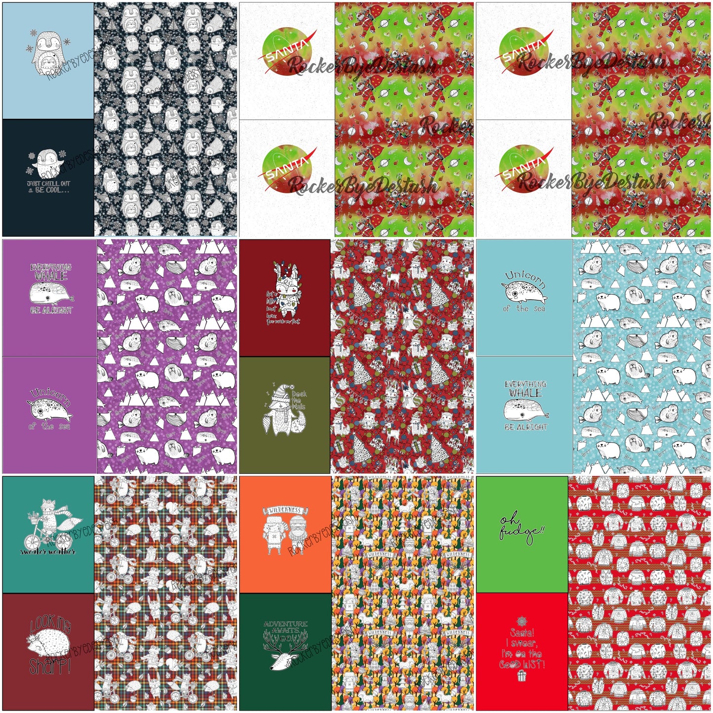 Cotton Lycra Holiday Print Panel Sets - Retail Round TT - Multiple sets designs listed here