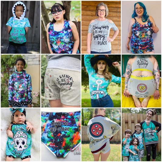 Cotton Lycra Panels - Round II Retail - ALL PANELS listed here - Axolotl, Zombie, Sewing, Pirates, Zodiac