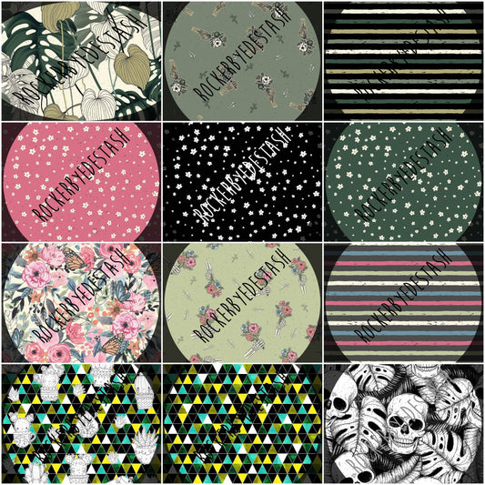 Minky - Retail Fabric Round PP - Spring Skeletons with Succulent and Monstera Skull rerun