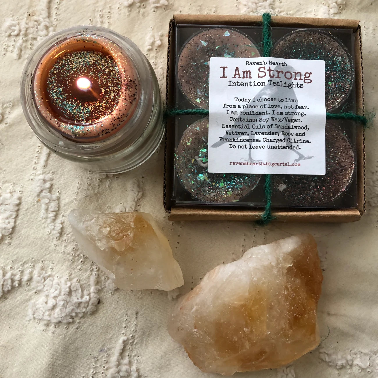 I AM STRONG Meditation Tealight Candles by Raven’s Hearth