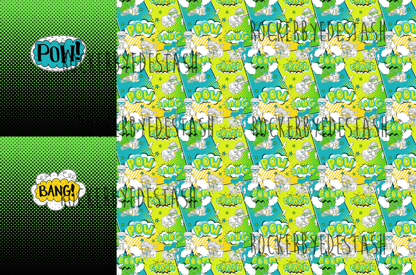 RETAIL - Hero Kids Print/Panel Rapport sets 2 panels and print all in one yard. Citrus