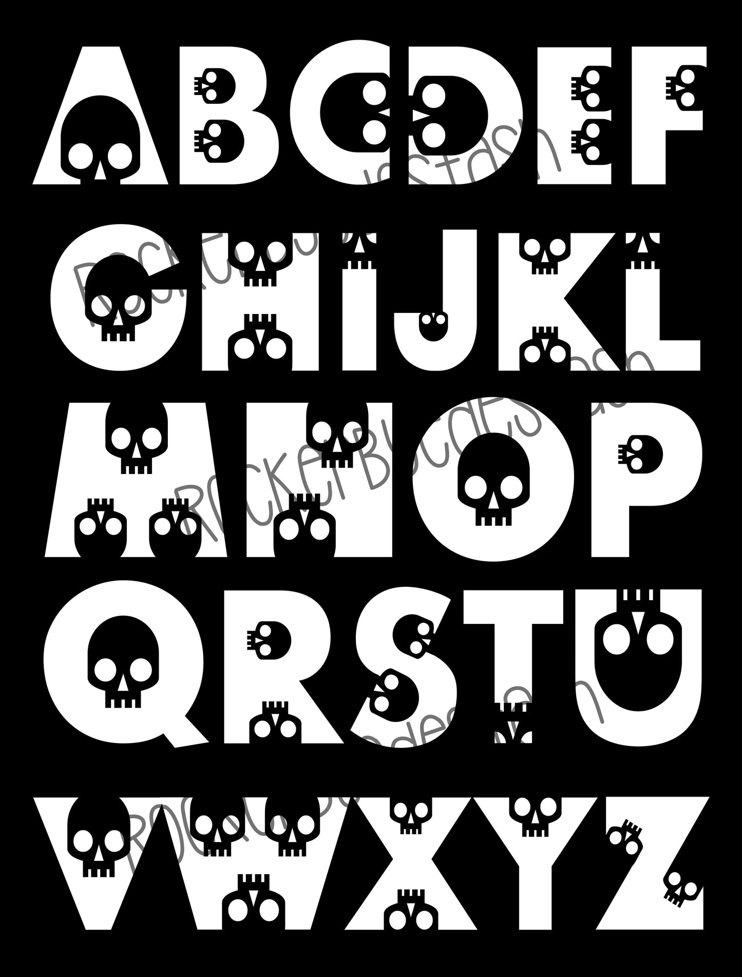 Inverted ABC Skull Blanket Topper or Zombie ABC's FH CUT Minky Retail Round II Fabric