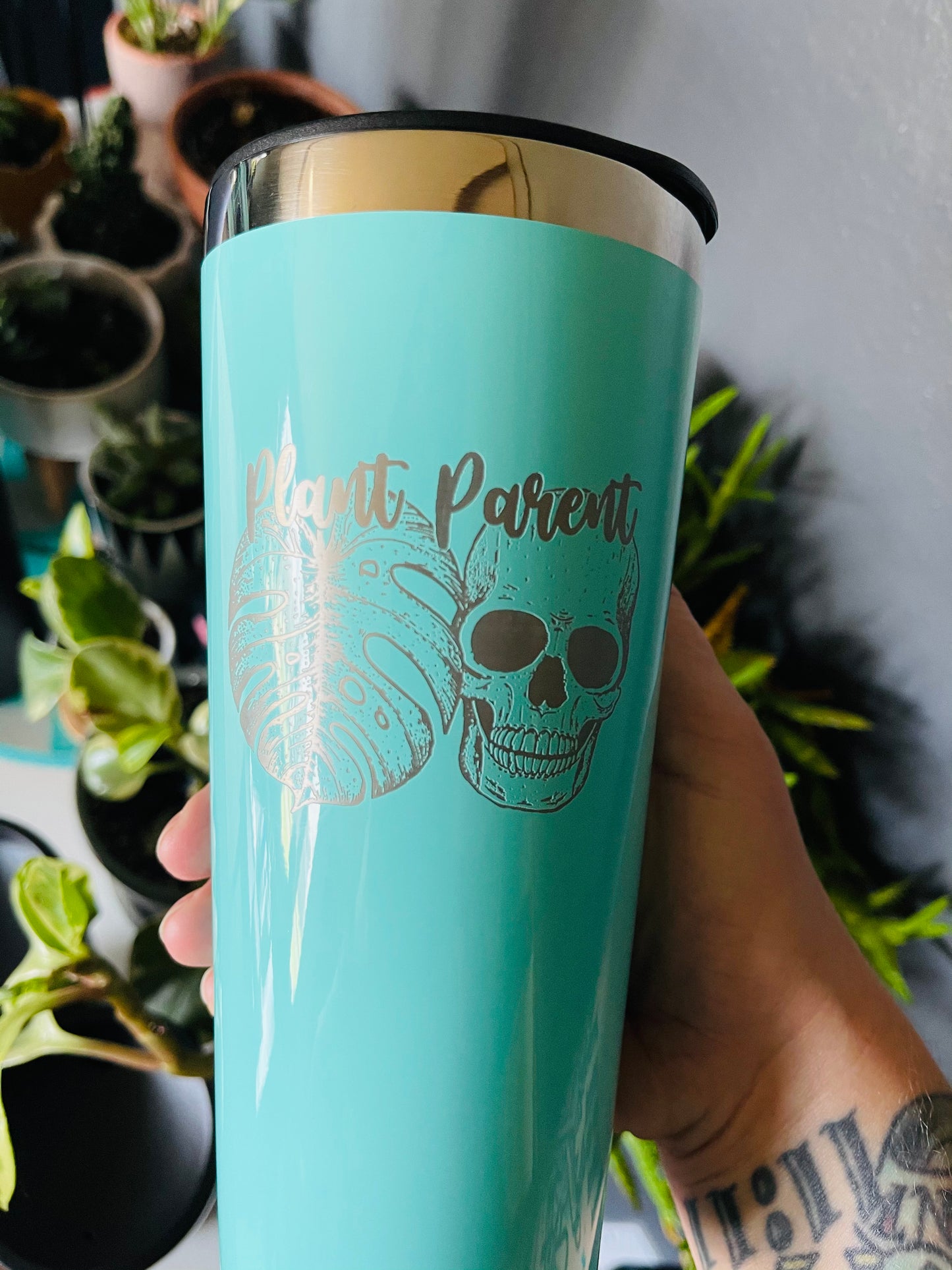 Plant Parent Mint tumbler cup