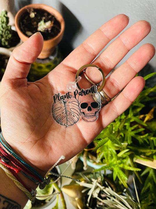 Keychain - Plant Parent Monstera Skull key chain - retail swag