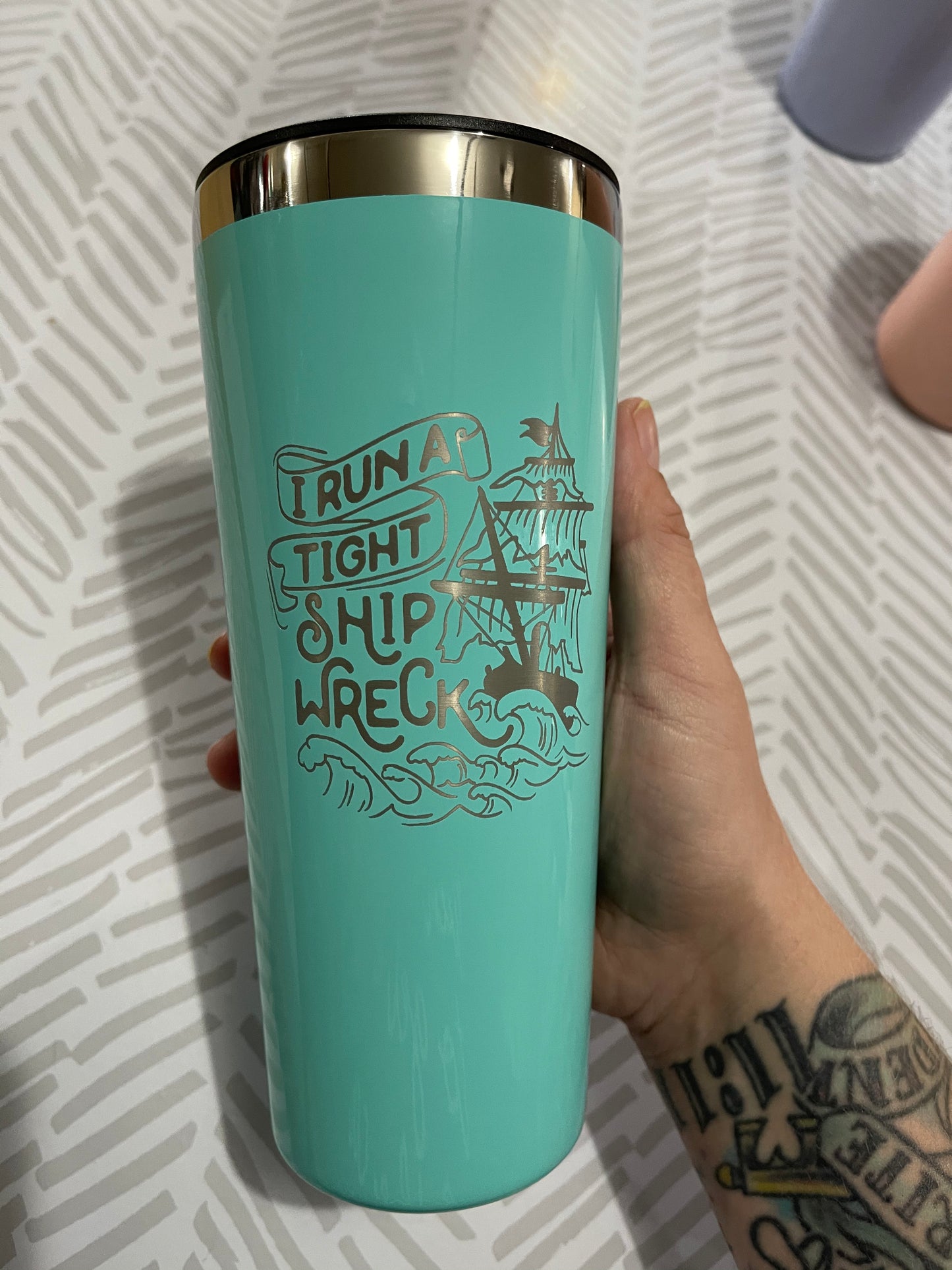 22oz steel insulated tumbler - Engraved - You are Sew Cool Peach