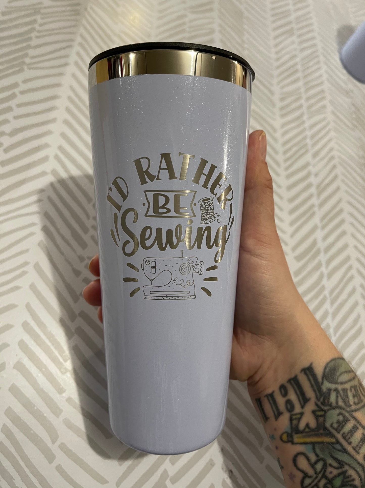 22oz steel insulated tumbler - Engraved - You are Sew Cool Peach