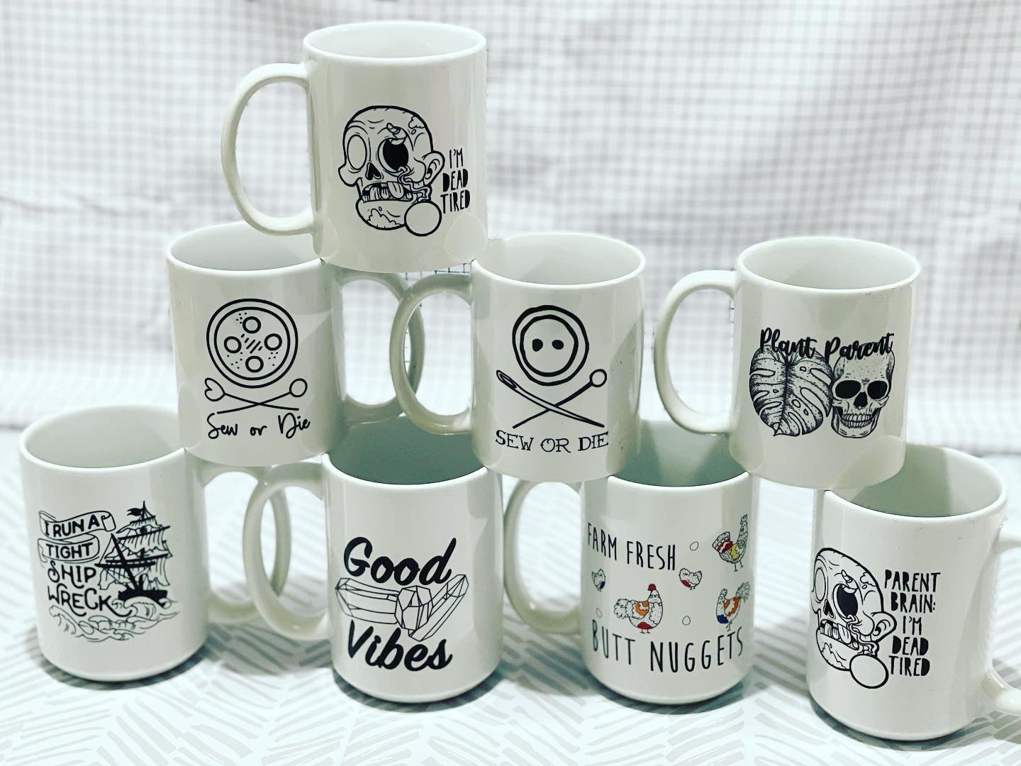 MADE TO ORDER Mugs Ceramic - 11 or 15 ounce - You choose design - Retail swag