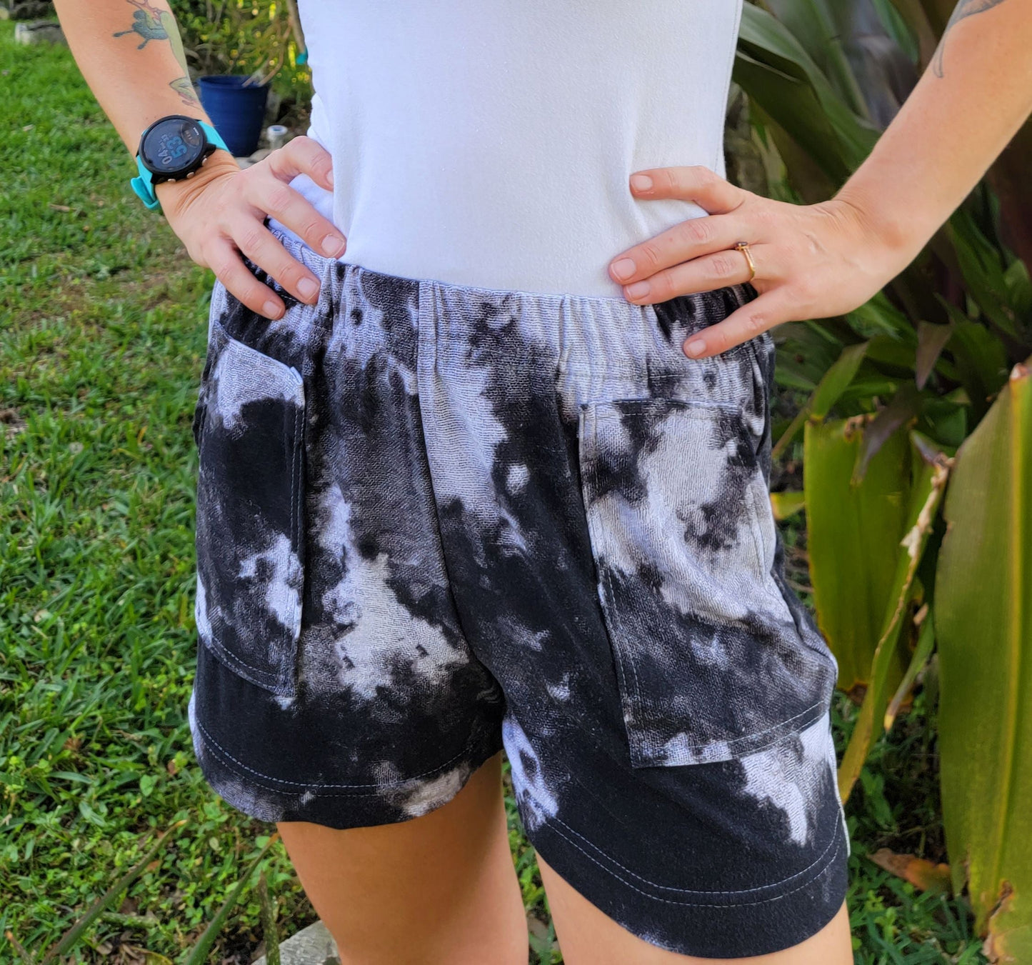 Bamboo Lycra - Ice Dye Prints - Fabric RETAIL Round WW by the yard