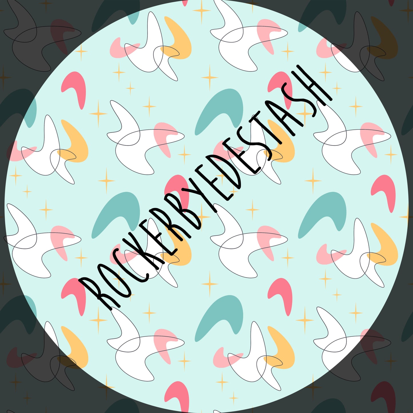 Bamboo Lycra Fabric - Retail - Round GG - Retro Flash Round