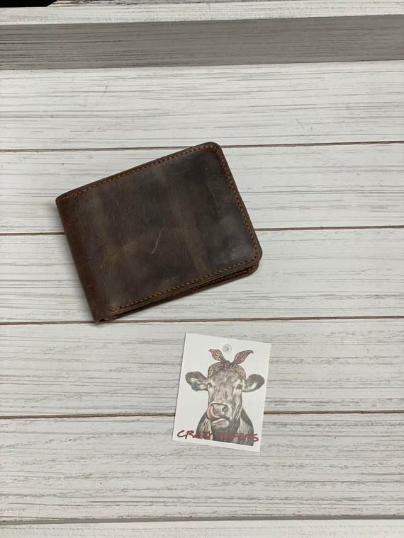 Dark Men's Wallets - Brown Leather with natural distressing gift