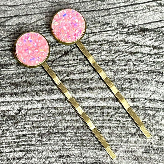 Light Pink Druzy Bobby Pins by All Up In The Hair
