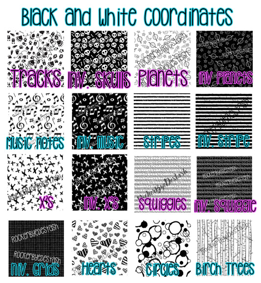 RETAIL - Cotton Double Gauze ACCENT prints - 1 yard per quantity Coordinate designs Black and white