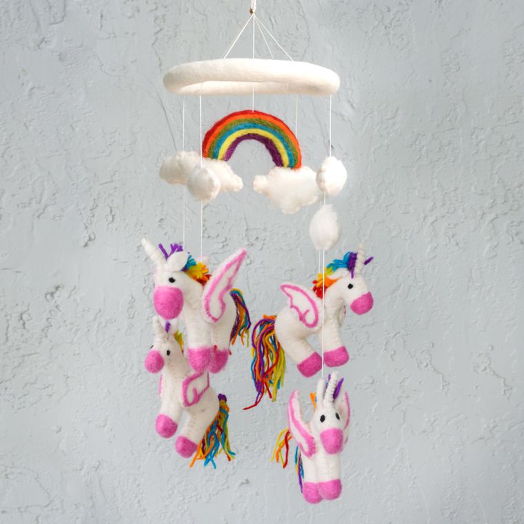 Felt Mobile - Rainbow Unicorn by the Winding Road - baby nursery gift