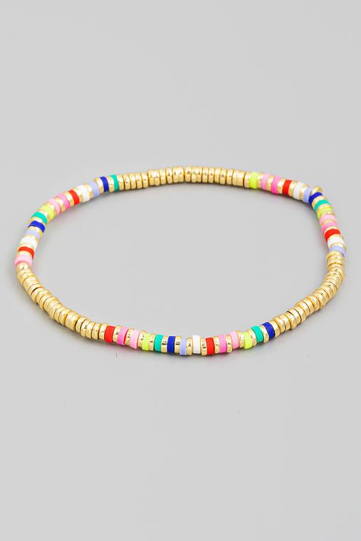 NMLT3 Disc Beaded Stretch Bracelet by Fame Accessories
