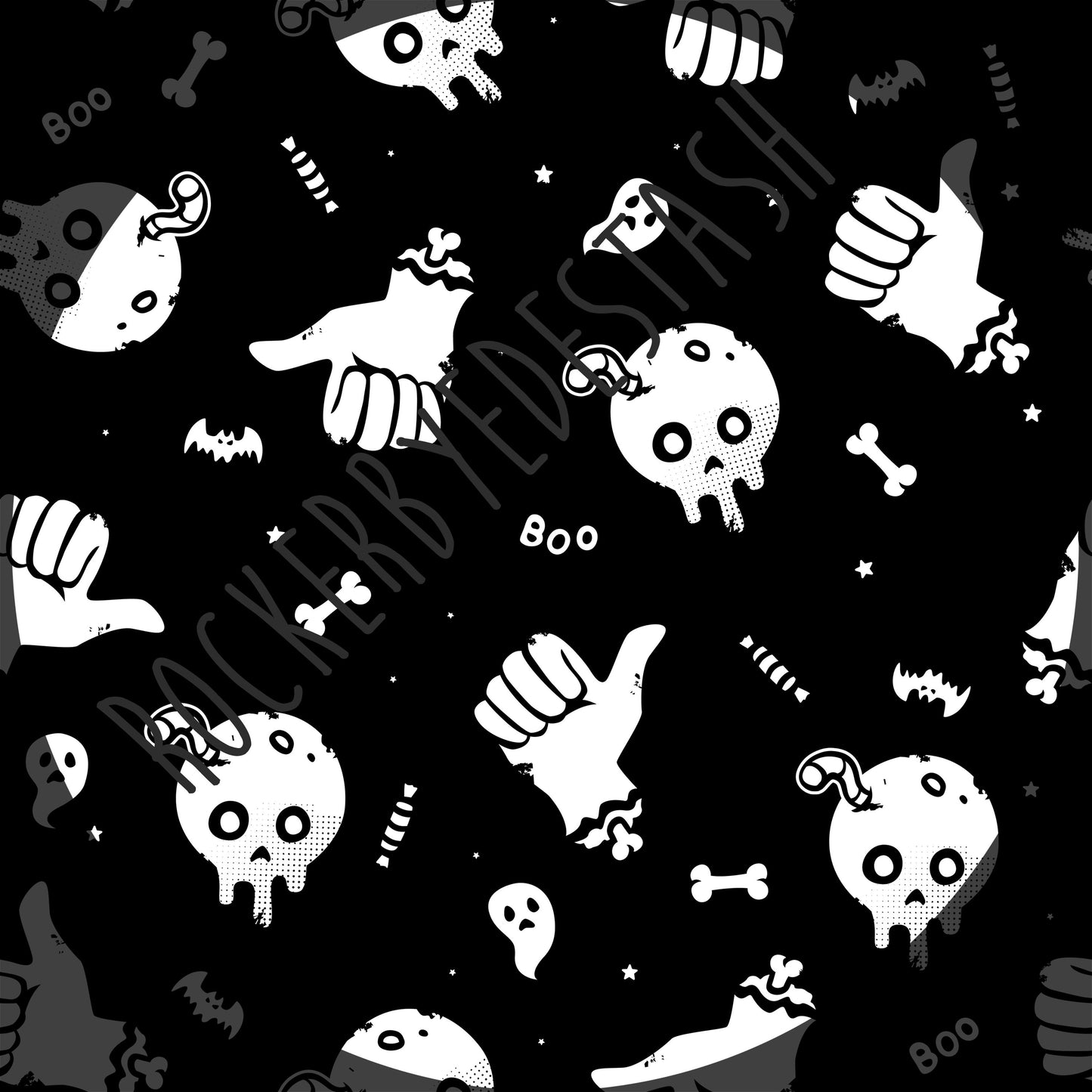 Cotton Lycra - Round JJ Retail - Halloween Prints - Zombies, Bats, and more