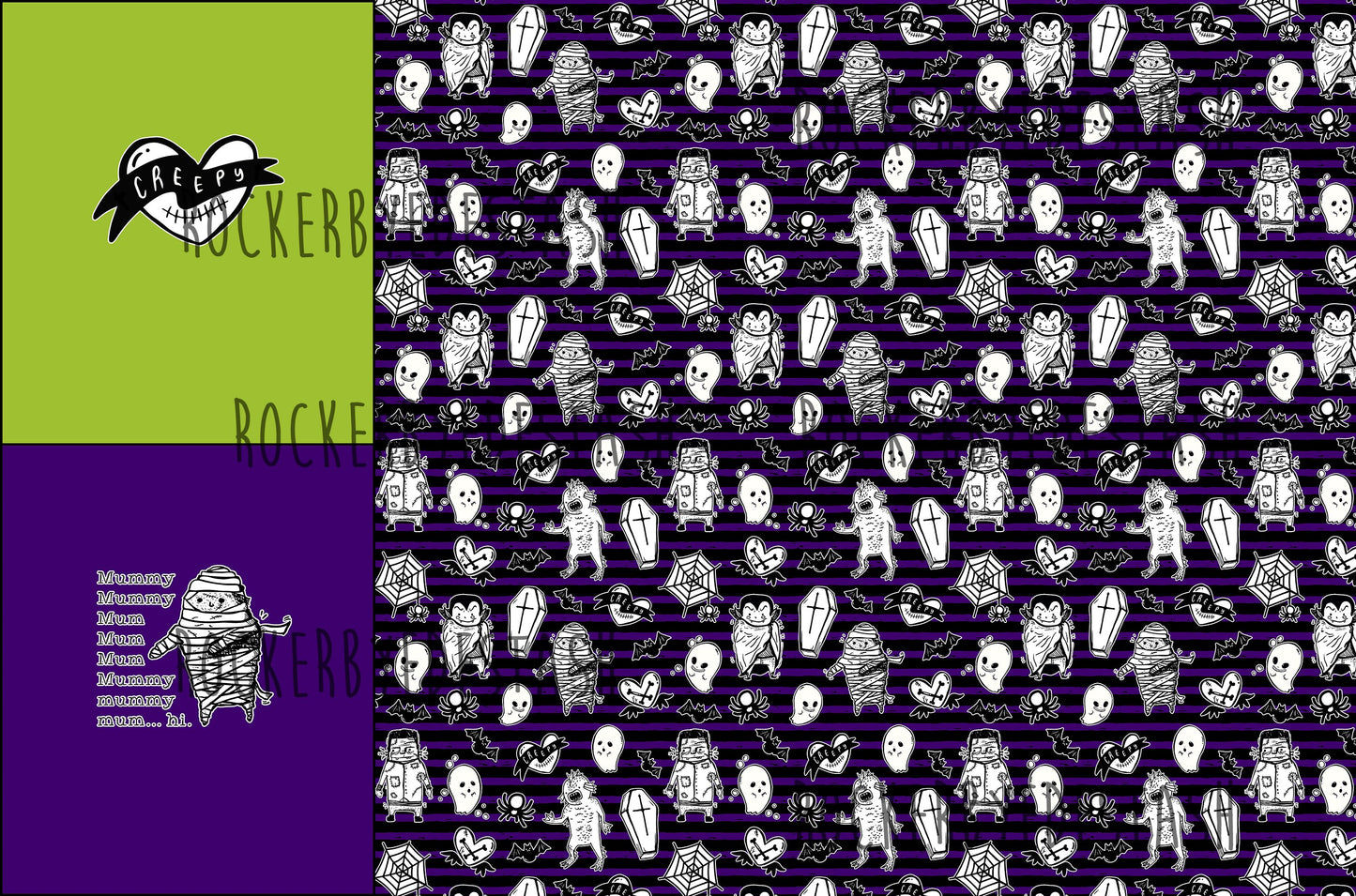 Cotton Lycra - Round JJ Retail - Halloween Prints - Zombies, Bats, and more