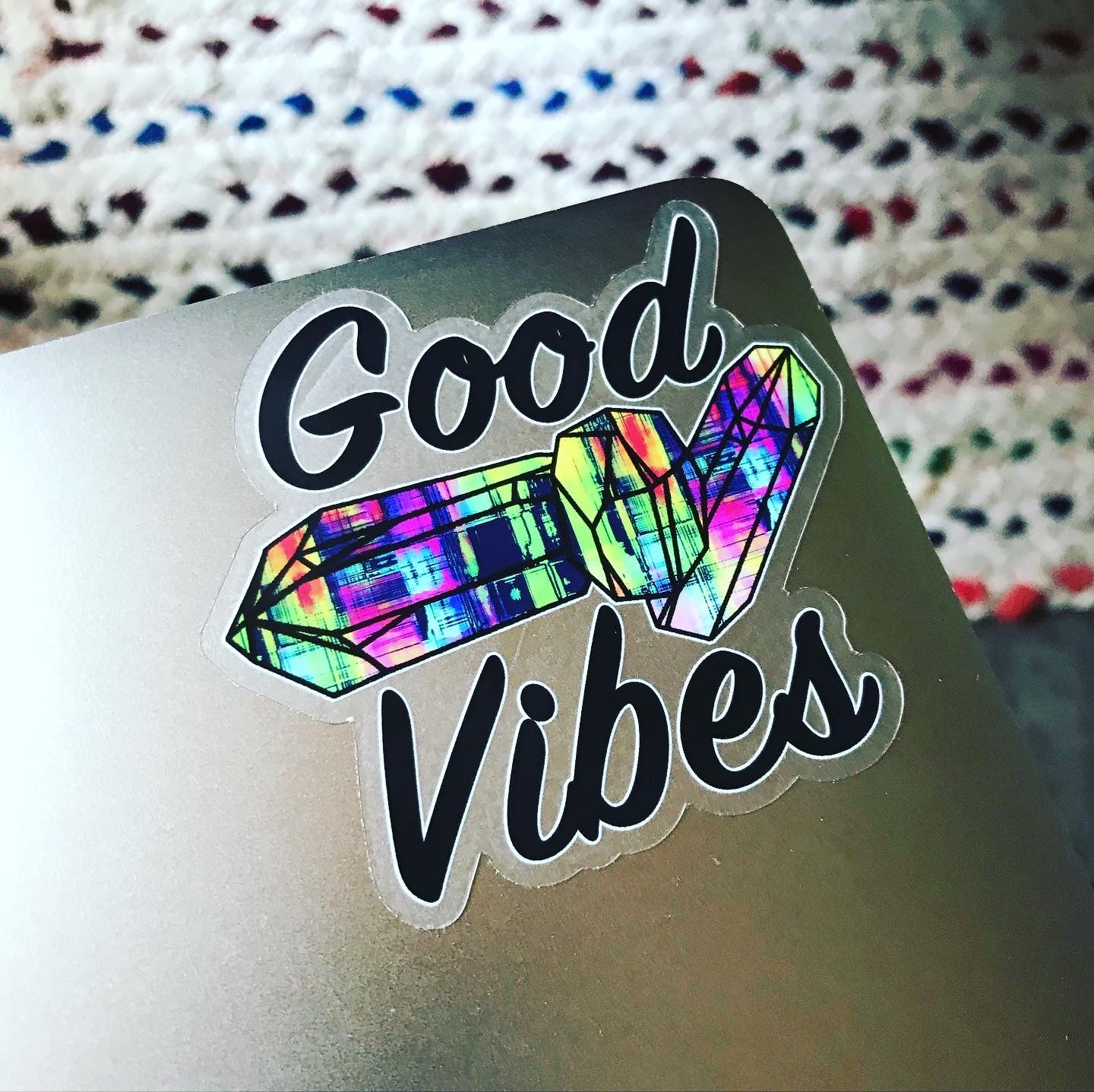 2.5x3 Crystal rainbow good vibes clear vinyl sticker - retail swag