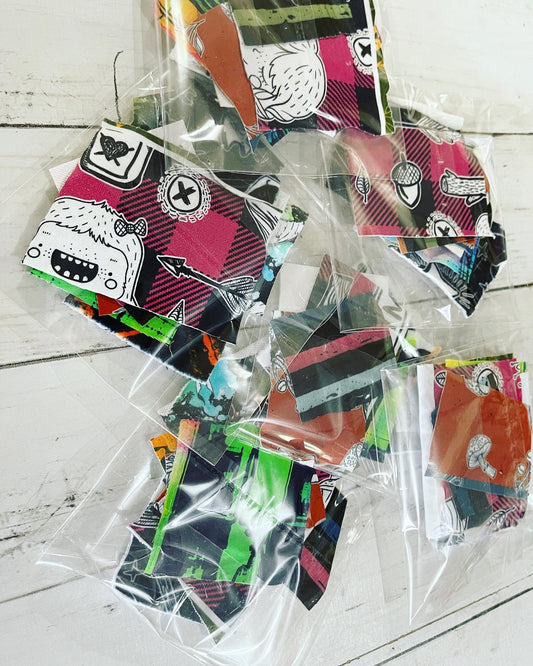 10 pack - sample fabric scraps swatch. Small pieces to see and feel our different retail fabrics