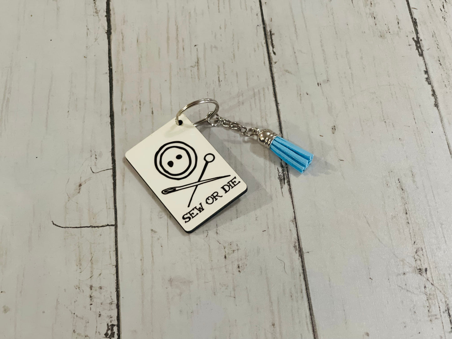 Custom keychain - sublimation printed 1.5x2.25 with a faux leather tassel RBD retail swag