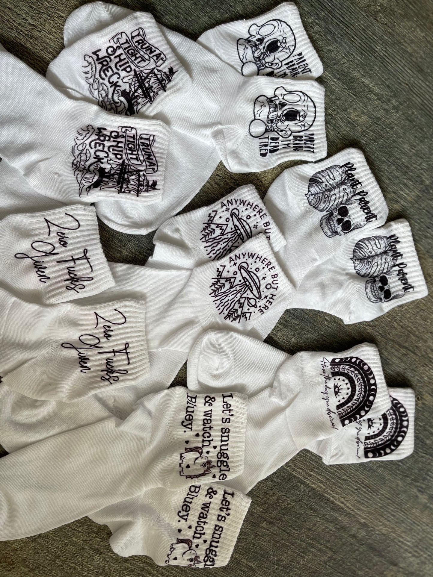 Custom sublimated socks - ankle or crew - choose your design we can print anything! RBD swag gift