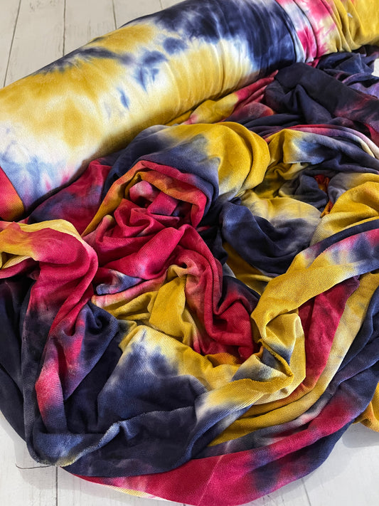 Poly baby rib brushed knit retail ice dye pattern fabric by the yard