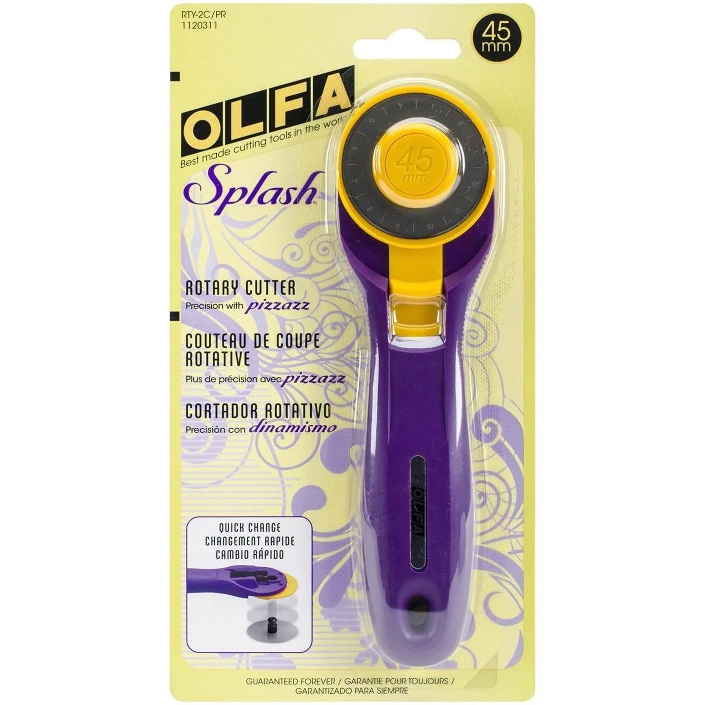 Olga 45mm Rotary cutter Splash in purple - sewing notions RBD swag