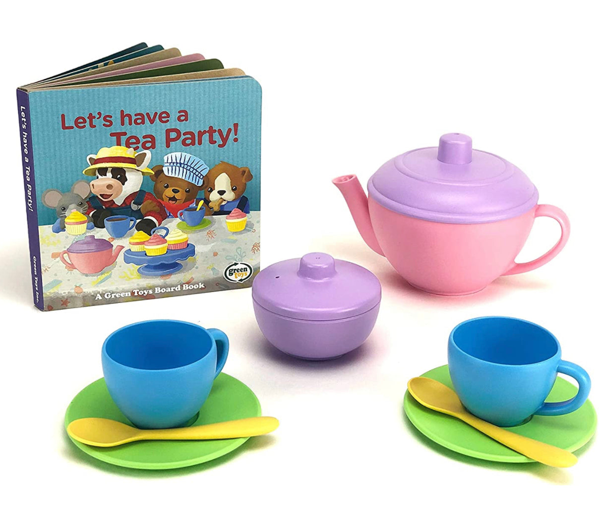 Green toys tea party set and book gift