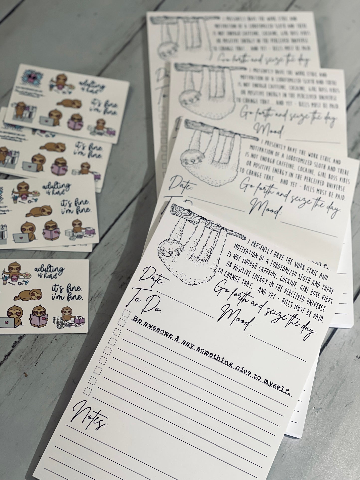 Sloth Work Ethic Paper Pad To Do List and Sticker Sheet - RockerByeDestash Exclusive Swag retail