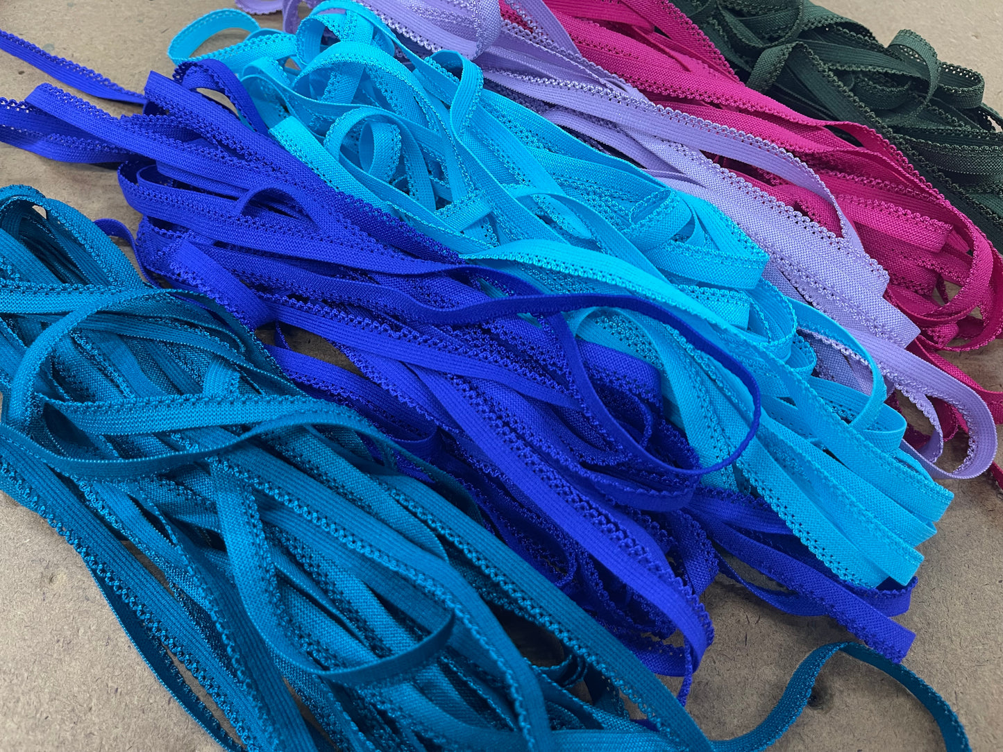 Lingerie elastic picot retail multiple  colors to choose from. Cut continuous