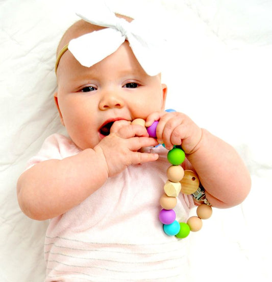 Copper Pacifier Clip (Macrame with Wood Clip) by Fairy of Color