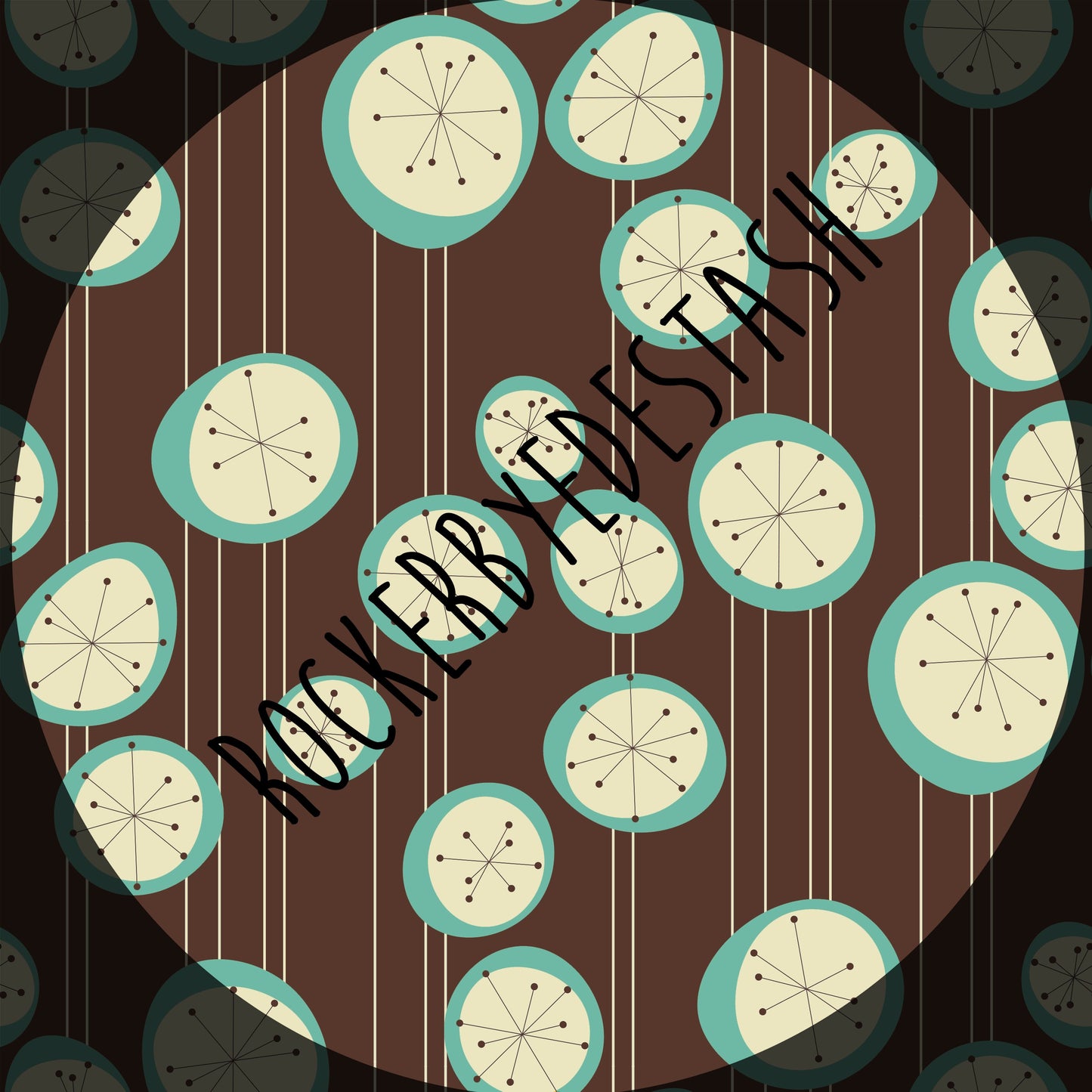 Cotton Lycra Fabric - Retail - Round GG - Retro Flash Round