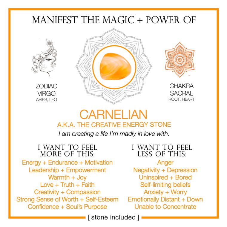 Manifest The Magic + Power of Your Crystal Carnelian by Warm Human - crystals gift