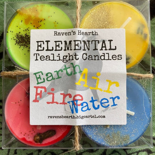 ELEMENTAL Tea Light Candles/4 by Raven’s Hearth RBD swag