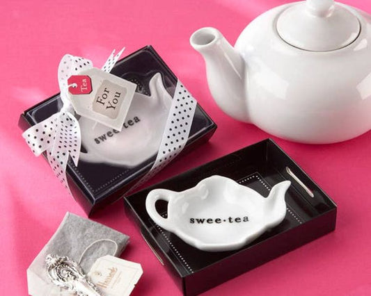 Swee-Tea Ceramic Tea-Bag Caddy in Black & White - Gift