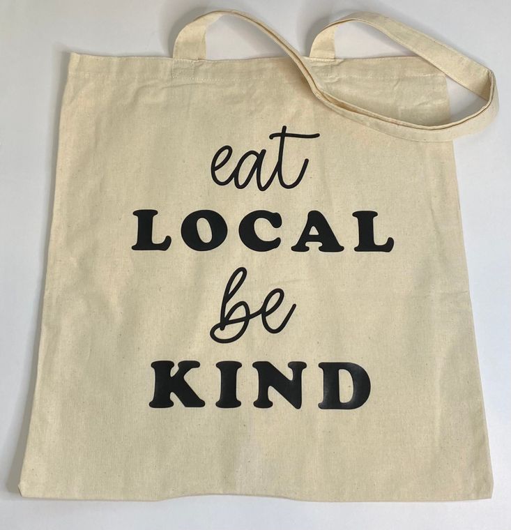Eat Local Be Kind Tote | Canvas Tote Bag | Book Bag | Reusable Grocery Bag by Creations By Eliza D gift