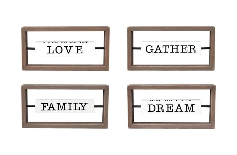 Love Gather Family Dream 4-Sided Turnable Wood Tabletop Sign by Paris Loft gift