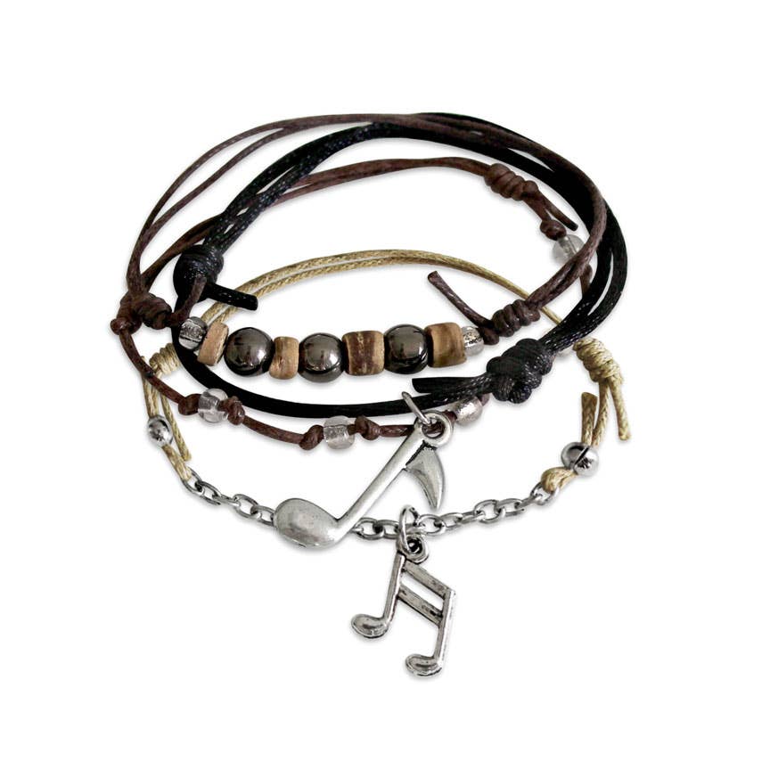 Music Note Bracelets - 4 Piece Charm Bracelet Pack by O Yeah Gifts