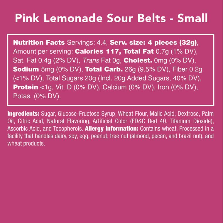 Pink Lemonade Sour Belts - Retail Swag candy