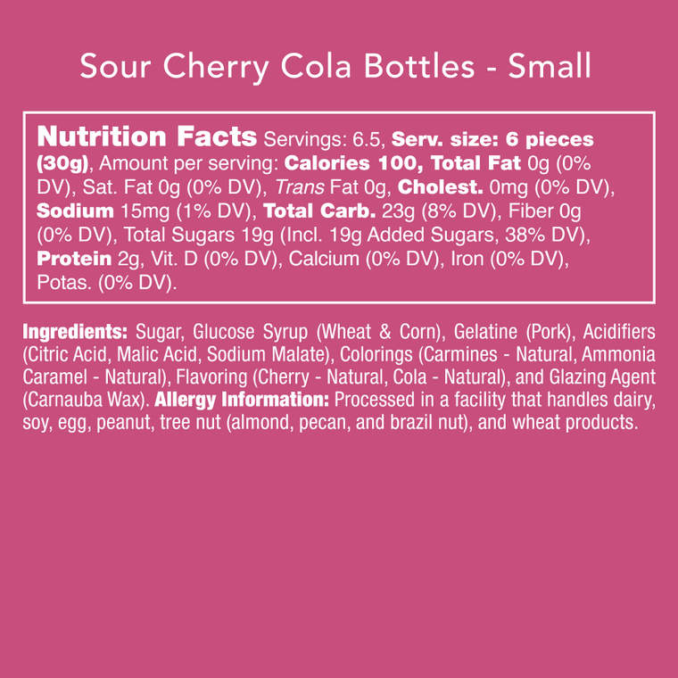 Sour Cherry Cola Bottles - Retail Swag candy