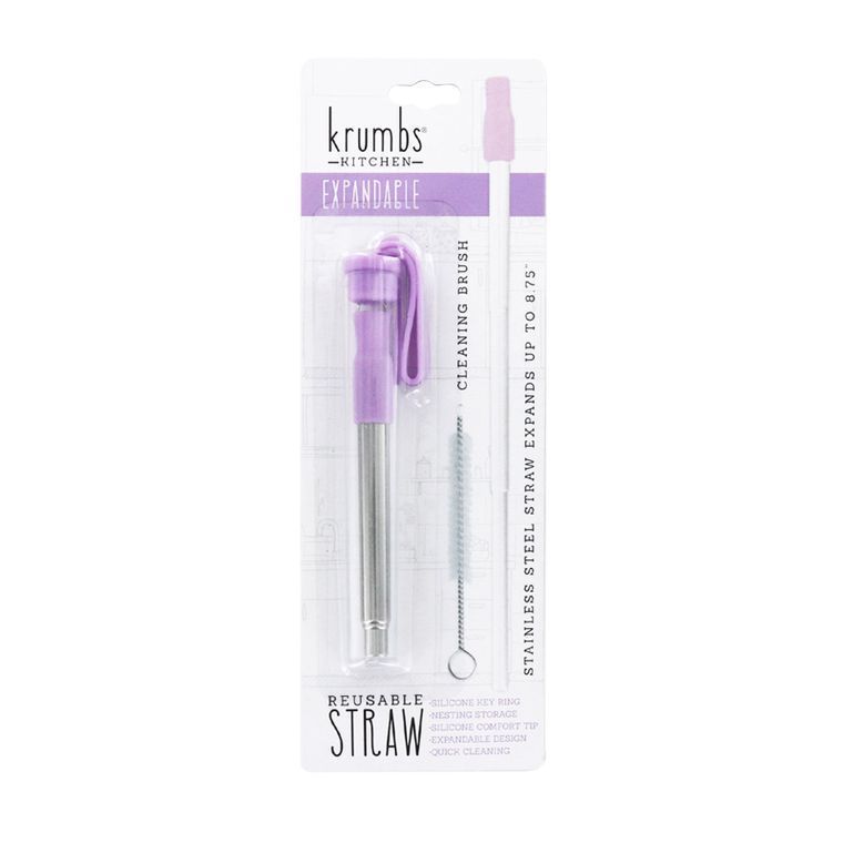 Krumbs Kitchen Expandable Reusable Steel Straw & Cleaning Brush RBD swag tumbler