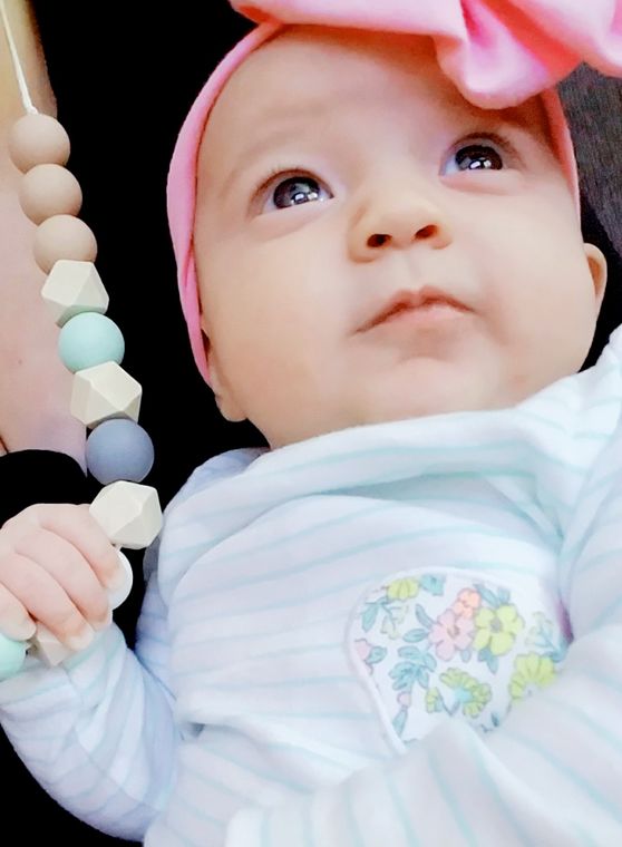 Sage+Gray Silicone teething necklace by Fairy of Color baby toddler gift
