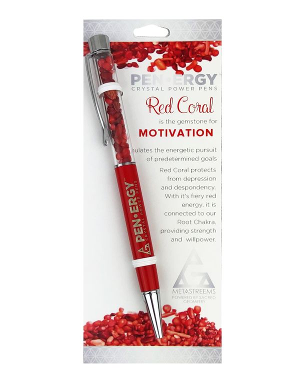 Red Coral Crystal PenErgy - Motivation by Metastreems stationary gift