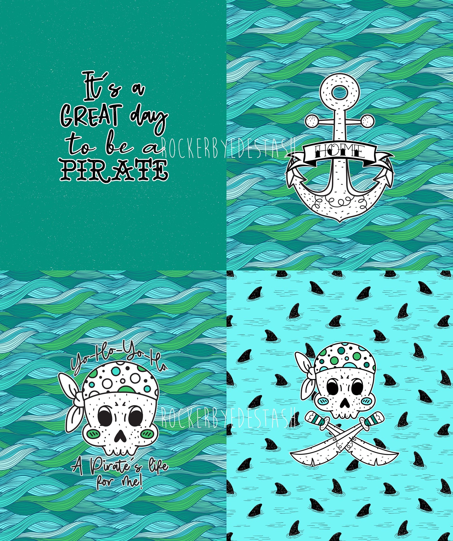 Cotton Lycra Panels - Round II Retail - ALL PANELS listed here - Axolotl, Zombie, Sewing, Pirates, Zodiac